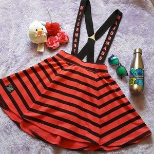 Striped skirt with suspenders